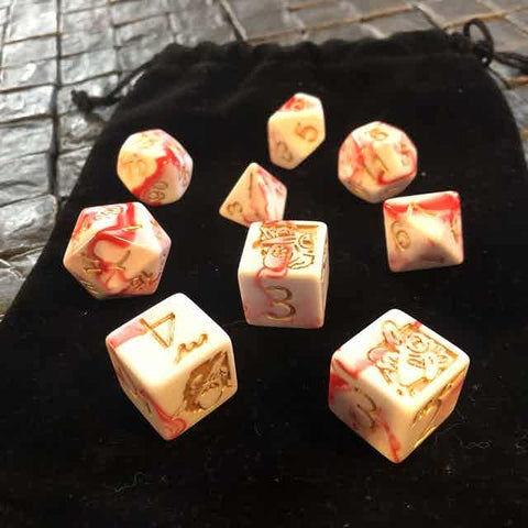 HEAD LOPPER Red/White Marble Dice